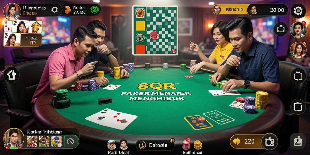 Gameplay seru dari aplikasi Poker 8QR menunjukkan interaksi pemain.