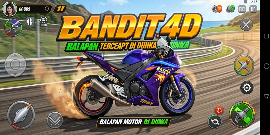 Gameplay seru dari BANDIT4D dengan balapan motor yang menegangkan.