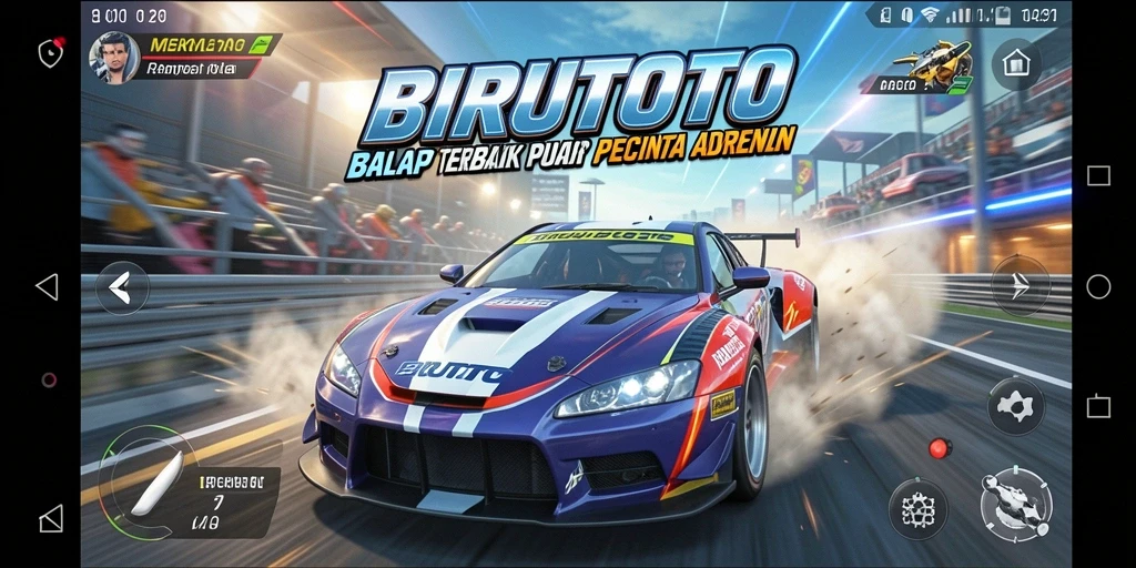Tampilan gameplay BIRUTOTO yang mendebarkan dalam balapan.