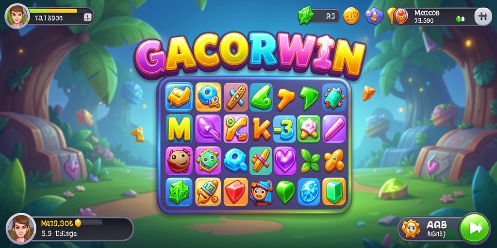 Screenshot GACORWIN menampilkan gameplay menarik Match-3.