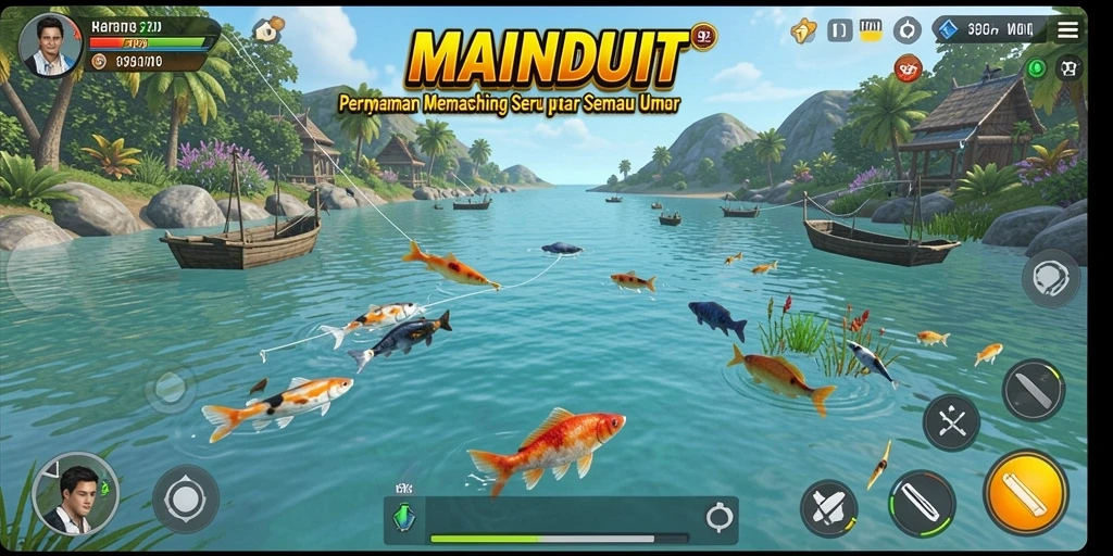 Tangkapan ikan dalam gameplay MAINDUIT yang mendebarkan.