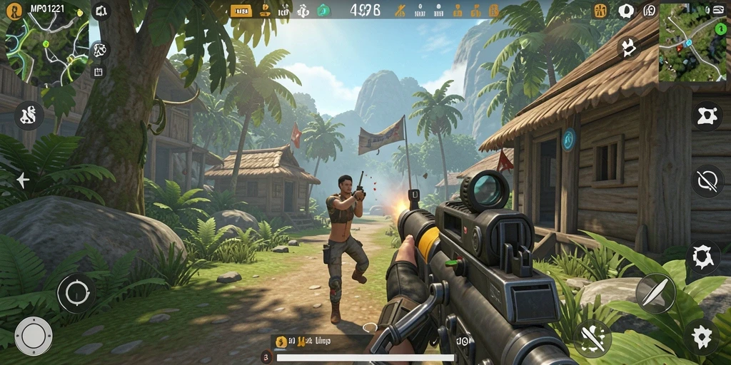 Screenshot MPO1221 menunjukkan aksi menegangkan dalam gameplay TPS.
