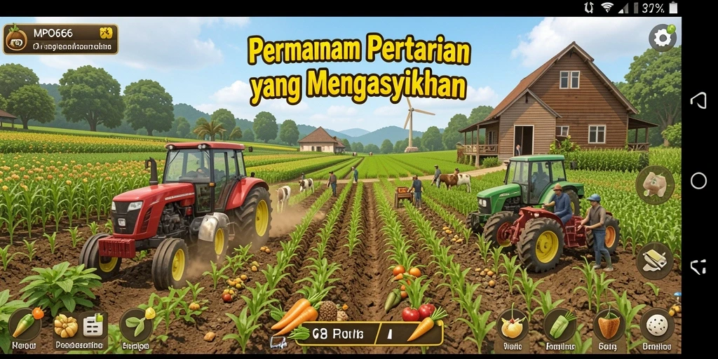 Tampilan menarik dari game pertanian MPO666 dengan beragam tanaman.