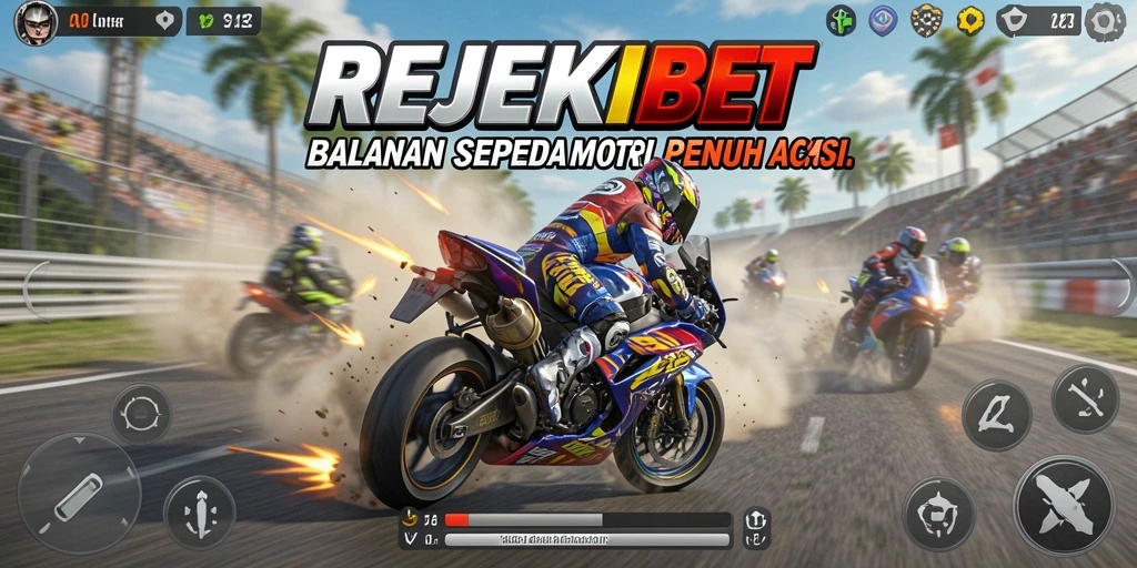 Tampilan gameplay balapan motor yang mendebarkan di REJEKIBET.