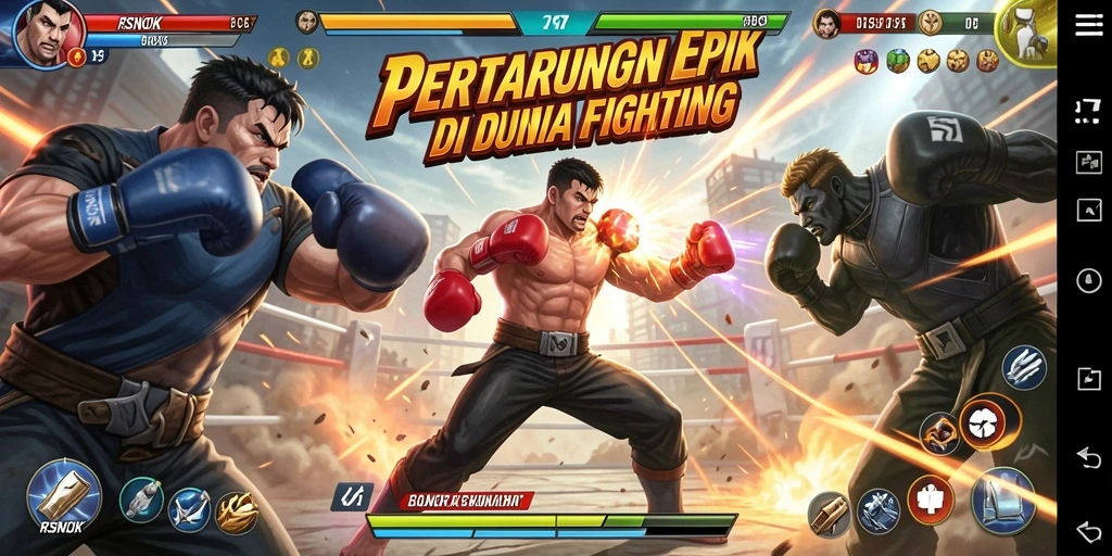 Screenshot utama RSNOK menunjukkan aksi pertarungan yang intens dan mendebarkan.