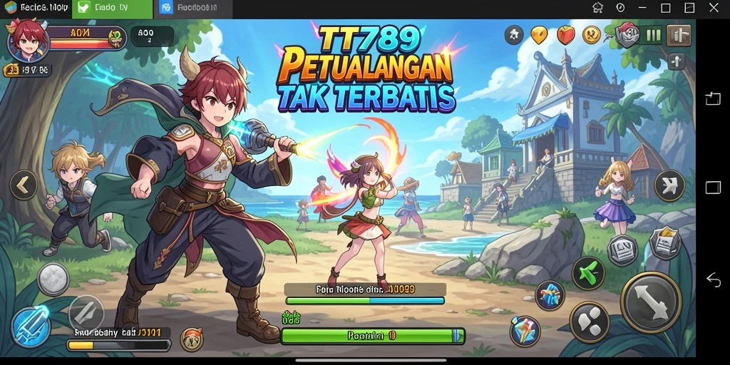 Tampilan gameplay seru di dunia anime yang penuh warna.