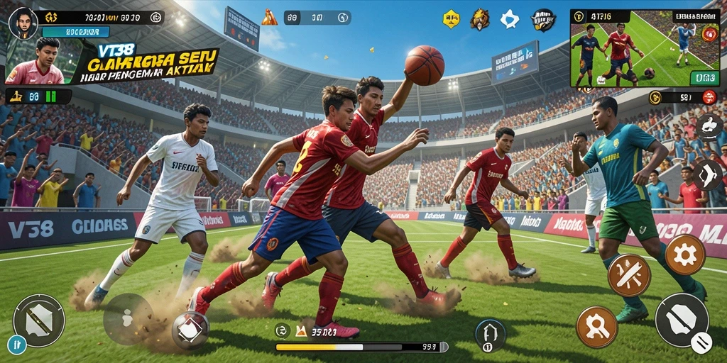 Tangkapan layar dari gameplay seru VT38 dalam pertandingan olahraga.