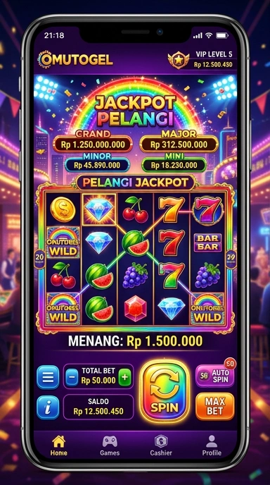 Tampilan utama aplikasi omutogel yang menarik dan informatif.